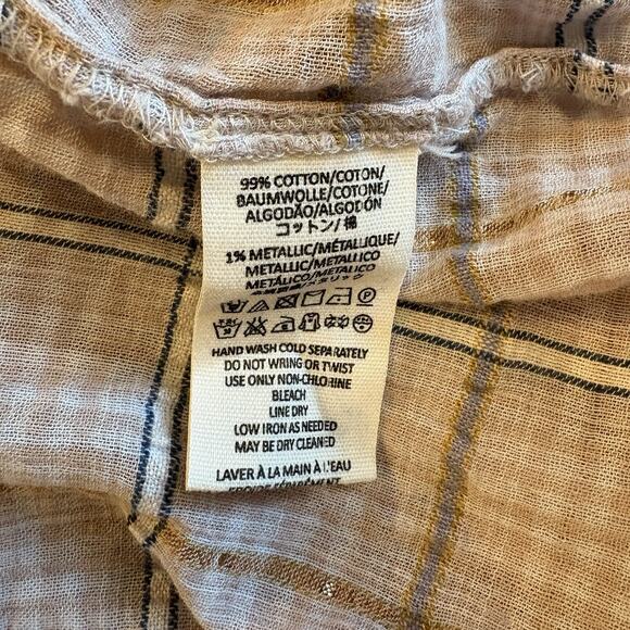 Free People Women’s Plaid Shirt Button Up Break My Stripe Long Sleeve Size Large - Picture 9 of 14